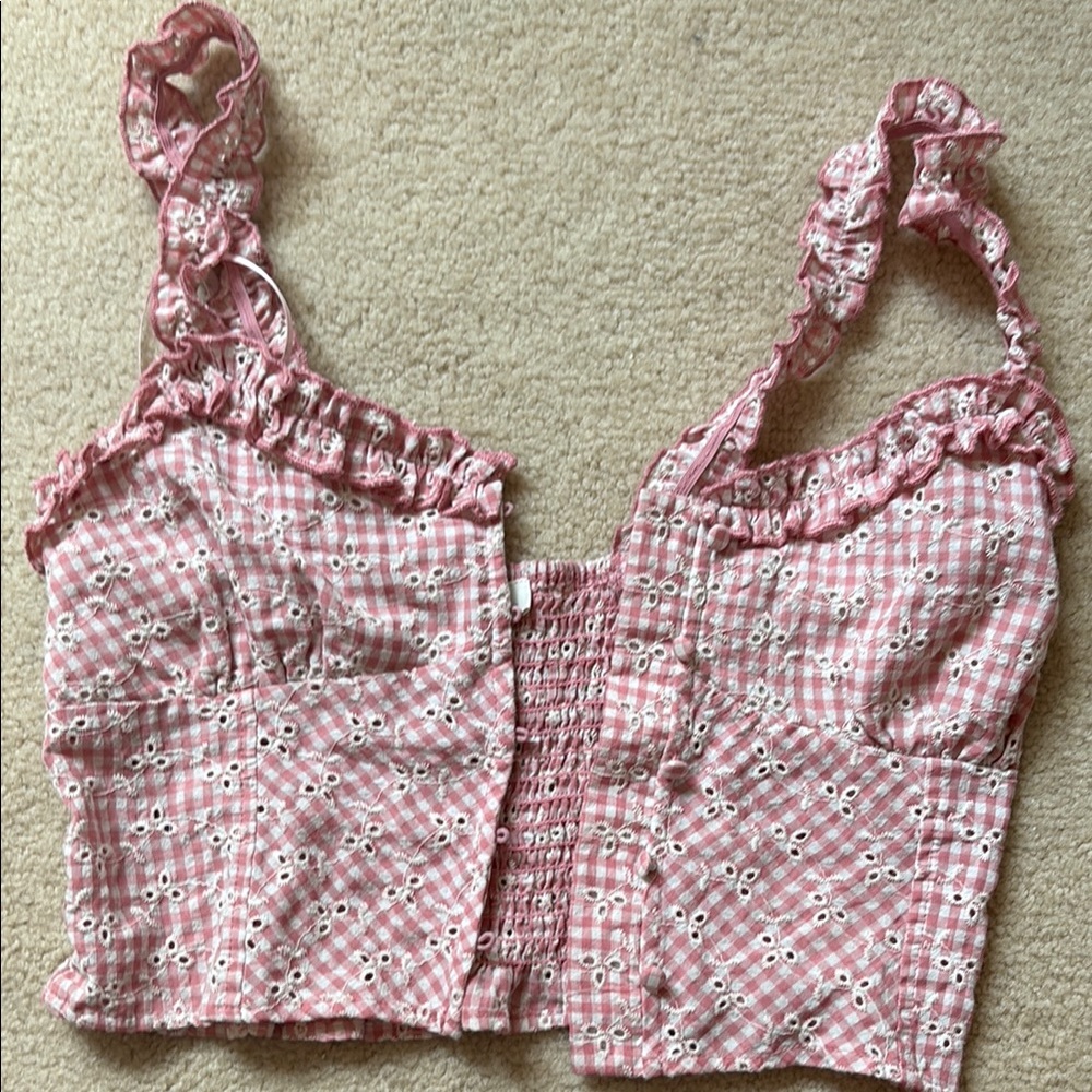 URBAN Romantics Pink and White Ruffled Bustier Top
